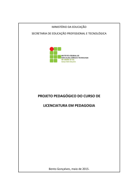PROJETO PEDAG&Oacute;GICO DO CURSO DE LICENCIATURA