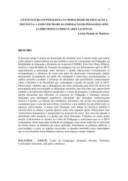 Licenciatura em pedagogia na modalidade de - CEFET