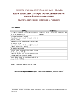 Bolet&iacute;n ANPEPP Encuentro Brasil-Colombia &ndash; Relator&iacute;a Mesa Historia
