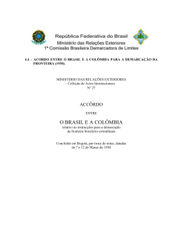 Acordo de 1930 Br-Col - Minist&eacute;rio das Rela&ccedil;&otilde;es Exteriores