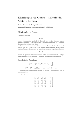 Eliminação de Gauss - Cálculo da Matriz Inversa