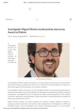 Investigador Miguel Oliveira recebe prémio Jean Leray