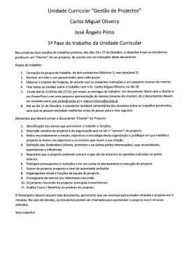 Unidade Curricular "Gestão de Projectos” Carlos Miguel Oliveira