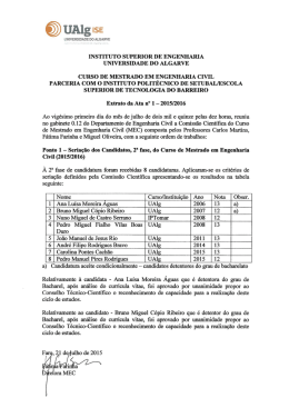 Seriação da 2ª Fase do Mestrado em Engenharia Civil