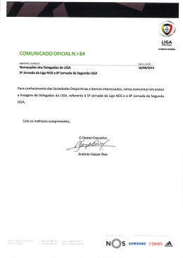 Comunicado oficial 84 Nomeações dos Delegados