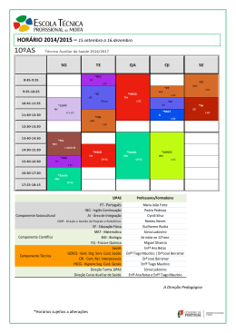 HOR&Aacute;RIO 2014/2015 &ndash; 15.setembro a 16.dezembro