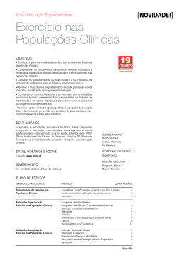 Exerc&iacute;cio nas Popula&ccedil;&otilde;es Cl&iacute;nicas - forma&ccedil;&atilde;o