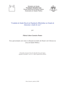 &ldquo;Condi&ccedil;&atilde;o de Sa&uacute;de Bucal em Popula&ccedil;&otilde;es Ribeirinhas no Estado
