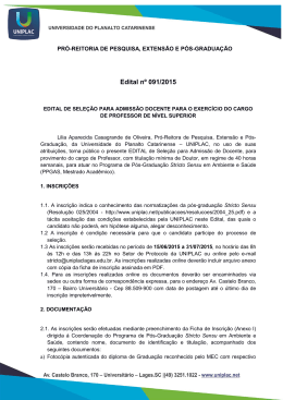 Seleção Docente - PPGAS 2015