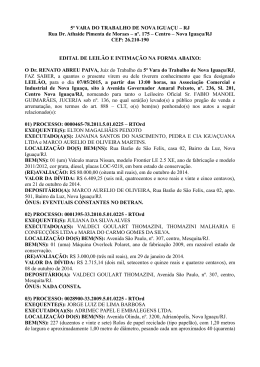 5&ordf; VARA DO TRABALHO DE NOVA IGUA&Ccedil;U &ndash; RJ Rua Dr. Athaide