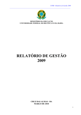 RELAT&Oacute;RIO DE GEST&Atilde;O 2009