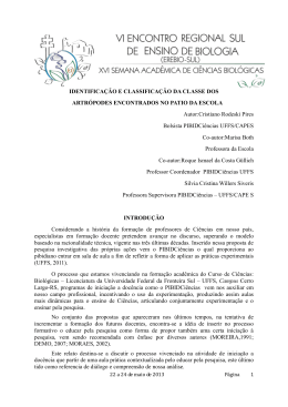 identifica&ccedil;&atilde;o e classifica&ccedil;&atilde;o da classe dos artr&oacute;podes encontrados