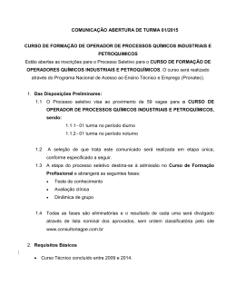 COMUNICAÇÃO ABERTURA DE TURMA 01/2015 CURSO DE