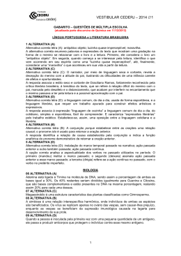 Gabarito com Justificativa &ndash; M&uacute;ltipla Escolha &ndash; Discursiva