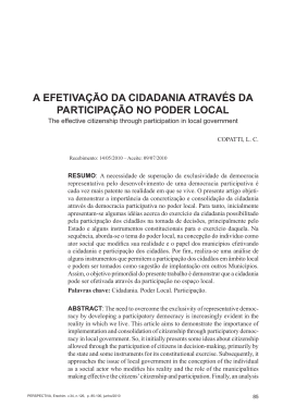 a efetiva&ccedil;&atilde;o da cidadania atrav&eacute;s da participa&ccedil;&atilde;o no poder local
