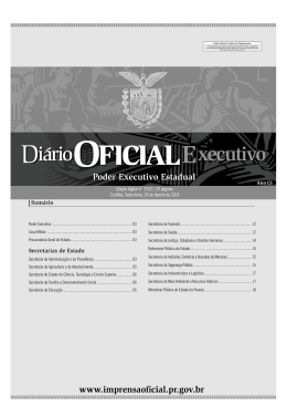 1 Sum&aacute;rio Sum&aacute;rio Secretarias de Estado