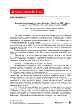 29.01 Grupo Santander Brasil, que reúne Santander e Real, fecha R
