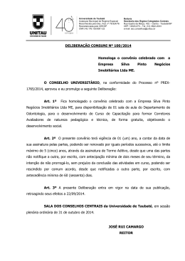 Deliberação Consuni Nº 100/2014 Deliberações Homologa