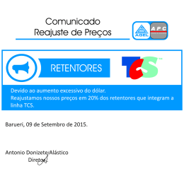 Reajuste de Pre&ccedil;os - Retentores TCS