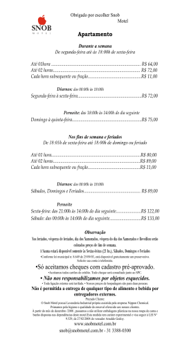 pre&ccedil;os - Snob Motel