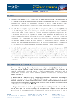 INDICES DE PRE&Ccedil;O E QUANTUM DE EXPORTA&Ccedil;&Atilde;O