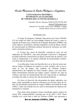 lexicografia hist&oacute;rica do projeto ao gloss&aacute;rio de termos dos autos de