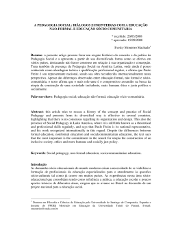 A PEDAGOGIA SOCIAL: DI&Aacute;LOGOS E FRONTEIRAS COM