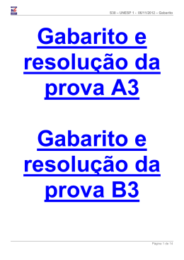 S30 &ndash; UNESP 1 - 06/11/2012 &ndash; Gabarito