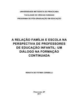 a rela&ccedil;&atilde;o fam&iacute;lia e escola na perspectiva de professores
