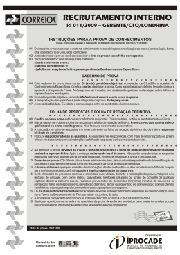 Recrutamento Interno - Edital n.º 011/2009