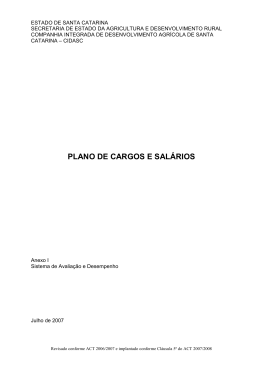 Plano de Cargos e Salários da CIDASC - Julho. 2007 - Seagro-SC