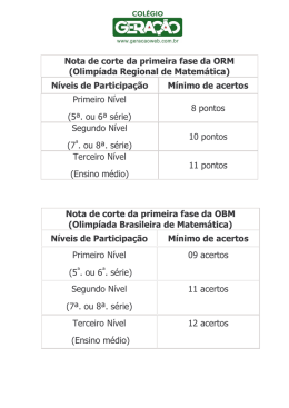 (Nota de corte e classificados para a 2&ordf; f)