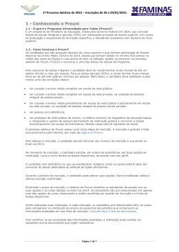 Tire suas dúvidas Prouni 1º semestre 2015
