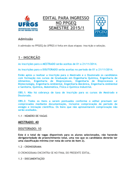 EDITAL PARA INGRESSO NO PPGEQ SEMESTRE 2015/1
