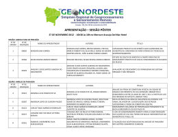 APRESENTA&Ccedil;&Atilde;O &ndash; SESS&Atilde;O P&Ocirc;STER
