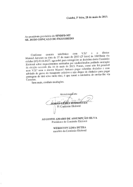 Cuiabá, 3a feira, 28 de maio de 2013. - SINDPD-MT