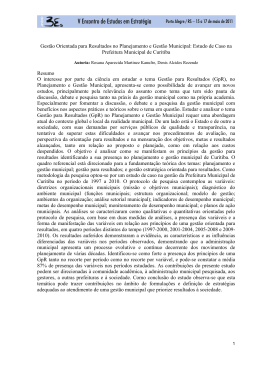 Gest&atilde;o Orientada para Resultados no Planejamento e