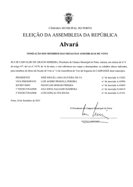Alvar&aacute; de Nomea&ccedil;&atilde;o dos membros das mesas das Assembleias de