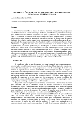 NOVAS RELA&Ccedil;&Otilde;ES DE TRABALHO: COOPERATIVAS DE