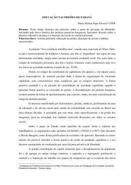 EDUCA&Ccedil;&Atilde;O NAS PRIS&Otilde;ES DO PARAN&Aacute; Maria Helena Pupo