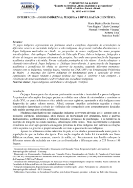 jogos ind&iacute;genas, pesquisa e divulga&ccedil;&atilde;o cient&iacute;fica