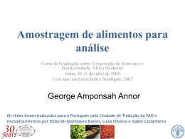 Amostragem de alimentos para an&aacute;lise