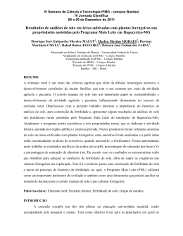 Resultados de an&aacute;lises de solo em &aacute;reas