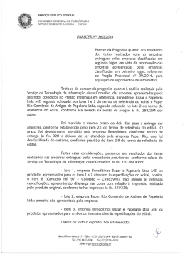 Resultado de an&aacute;lise das amostras do segundo colocado - CRF-RJ