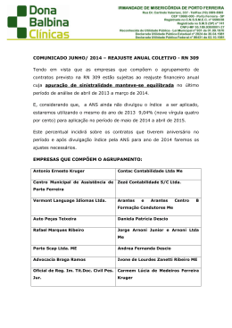 COMUNICADO JUNHO/ 2014 - Hospital Dona Balbina