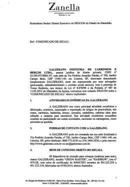recall GALZERANO INDÚSTRIA DE CARRINHOS E