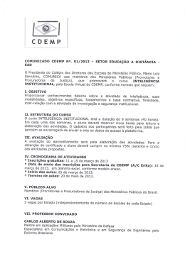 coMuNIcADo cDEMP NO. 01/2013 - sEToR EDUCA&Ccedil;&Atilde;O A