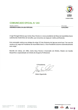Comunicado oficial 243 Assembleia Geral da Liga Portugal