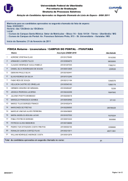 FÍSICA Noturno - Licenciatura / CAMPUS DO PONTAL