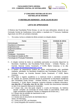 LISTA DE APROVADOS - Faculdades Ponta Grossa